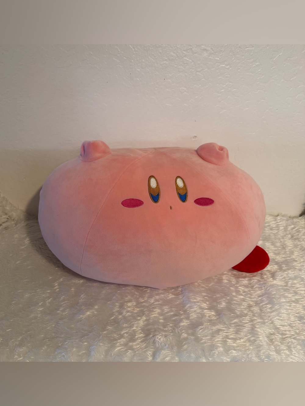 Large Kirby Adventure Run Kirby Plush Toy Super Soft Cushion Pillow RARE 18X11